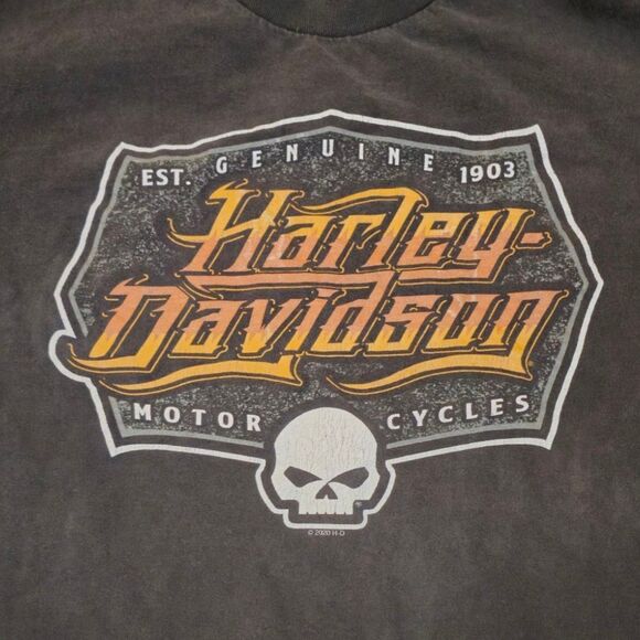 Faded Harley Davidson T Shirt XL Black Skull Motorcycle Distressed Shirt - Picture 3 of 6